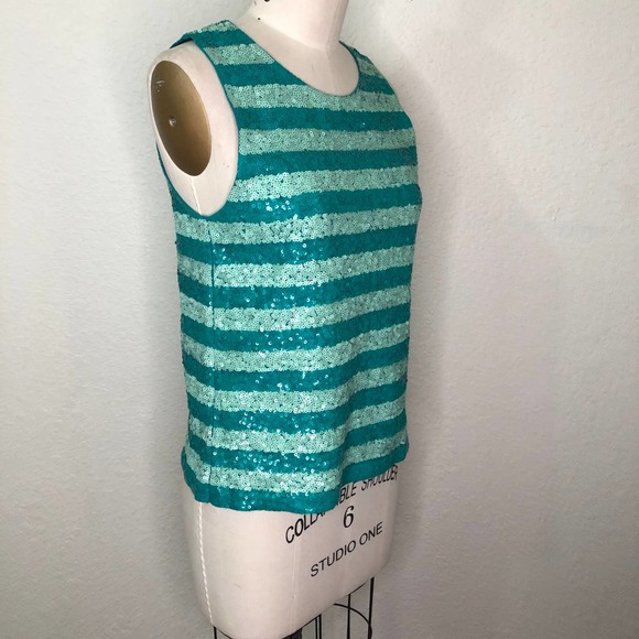NWT J Crew Sequin Stripe Shell Jade Green Camisole - Picture 2 of 4
